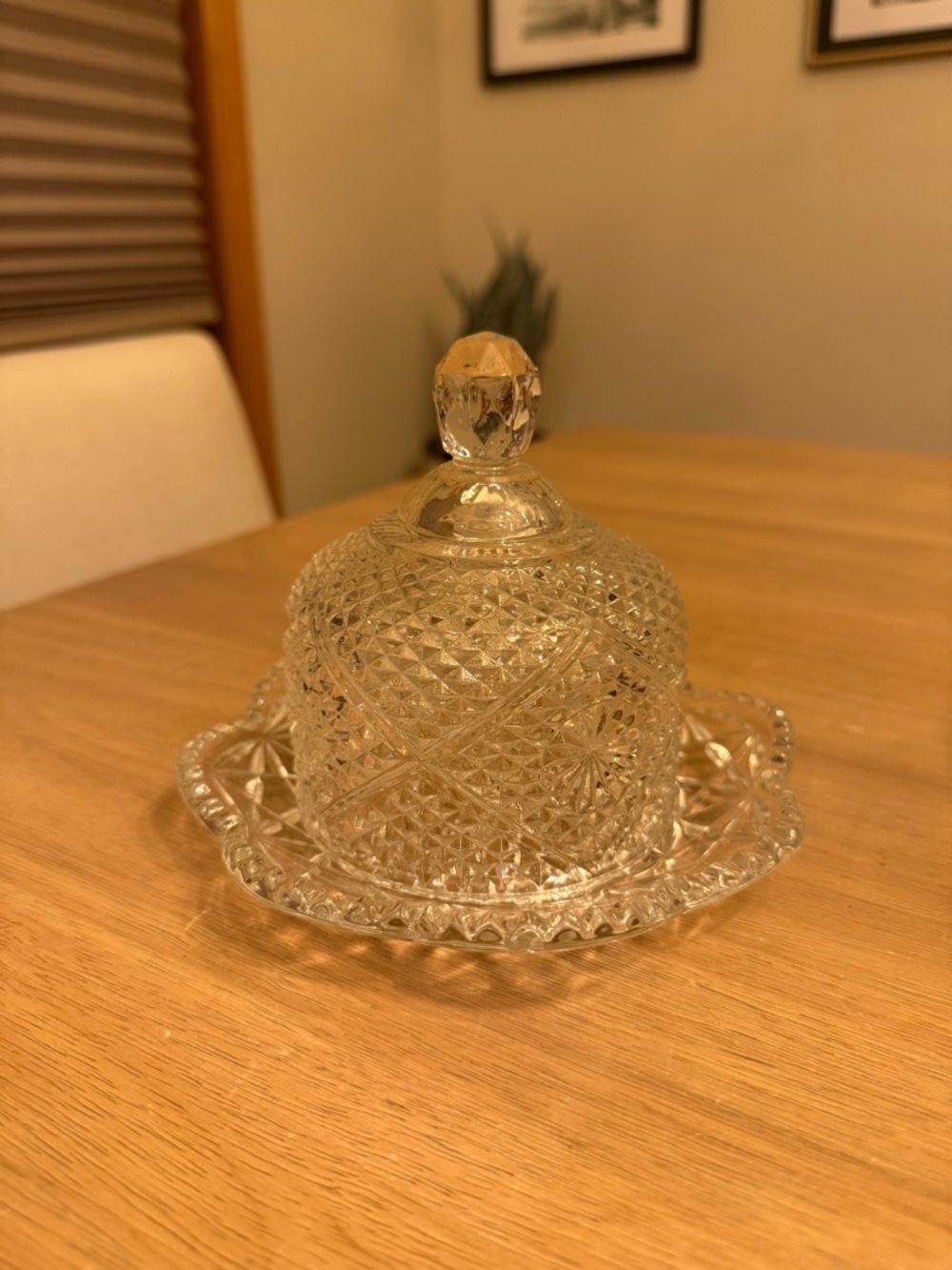 Vtg Avon Cut Crystal Round Dome Covered Butter/Cheeseball Dish by Fostoria